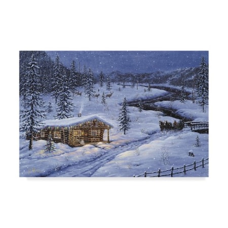 Jeff Tift 'Winter Cabin' Canvas Art,22x32